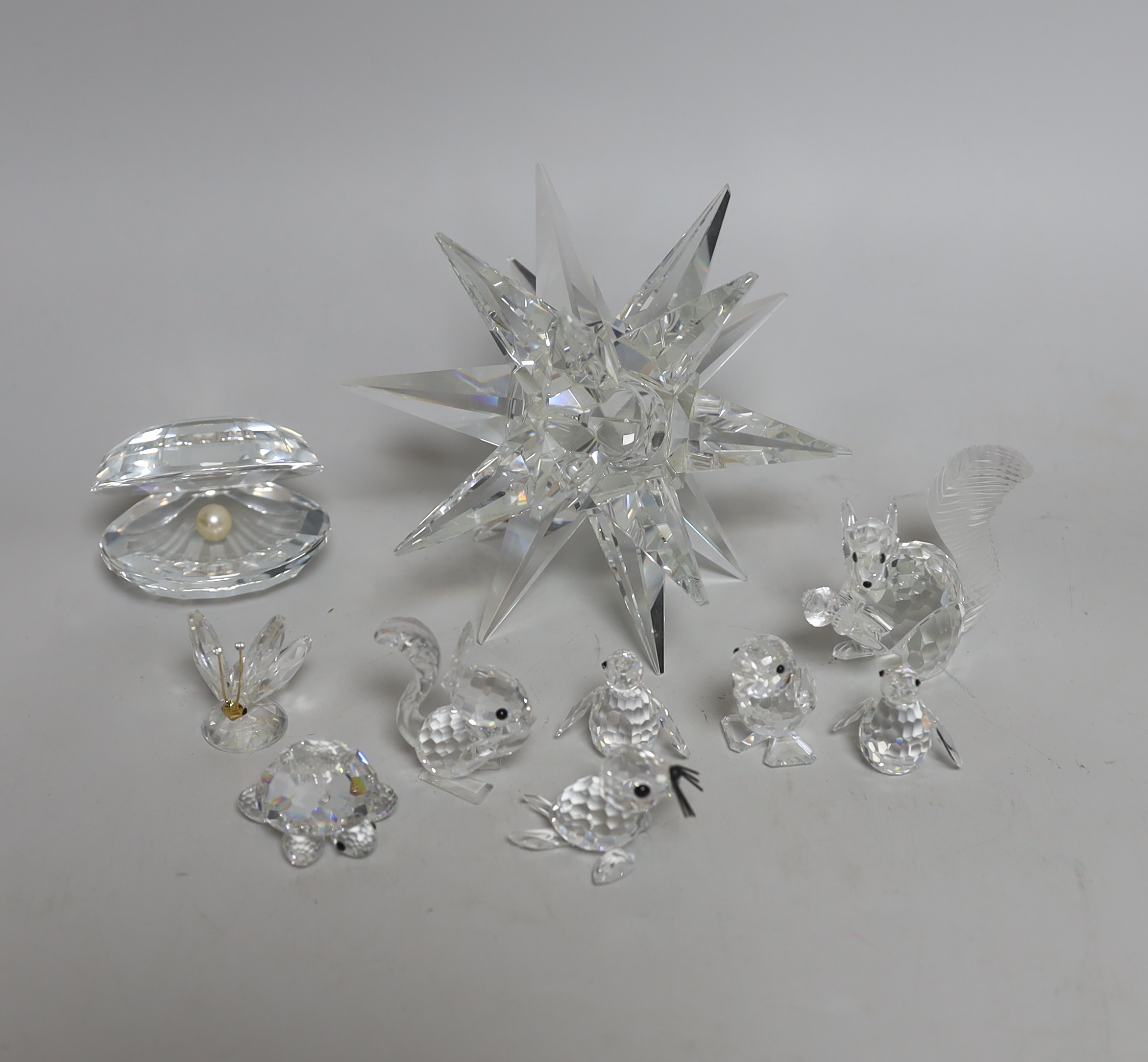 Swarovski Crystal - various boxed models, tallest star 11cm high (11)